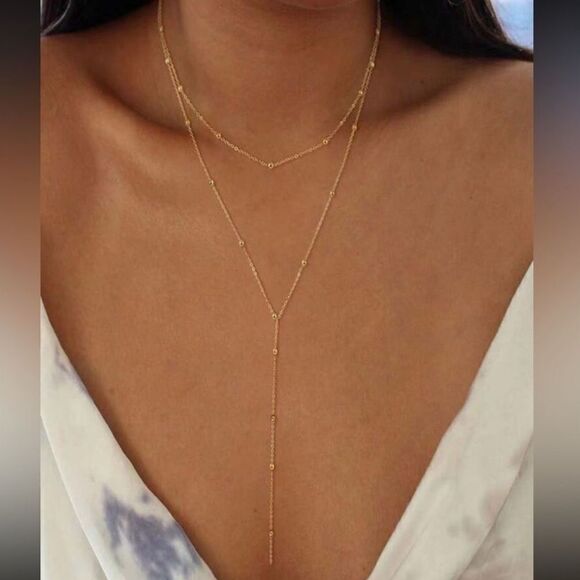 Elegant Gold Layered Necklace N1420 - Picture 1 of 3